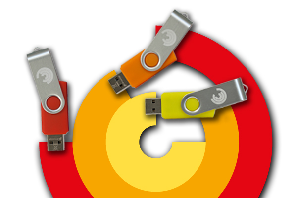 USB Sticks 8 GB 3er-Set (rot, orange, gelb) mit Kinaesthetics Logo Bild anzeigen